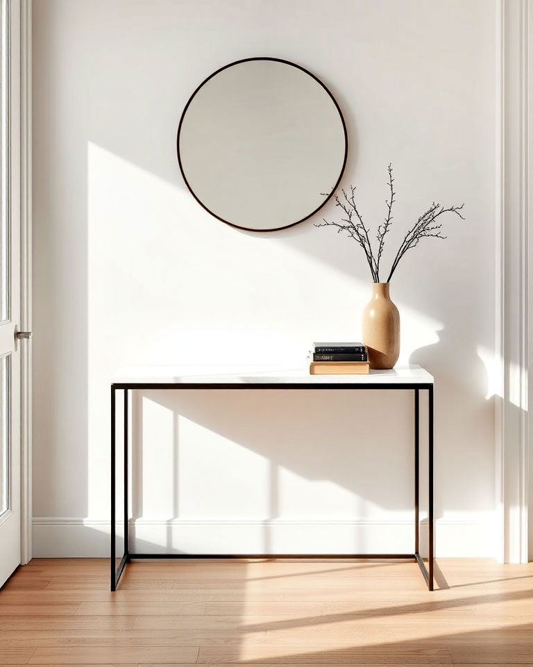 sleek console table with clean lines - 15 Minimalist Entryway Ideas
