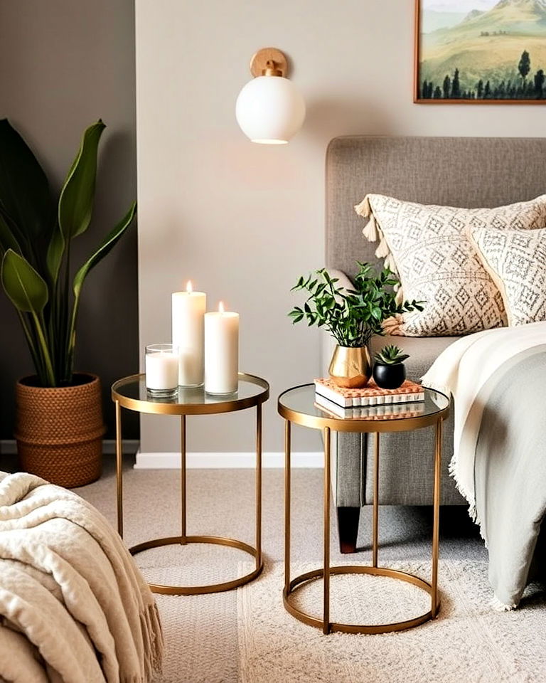 sleek side tables for mid century boho bedroom - 25 Mid Century Boho Decor Ideas