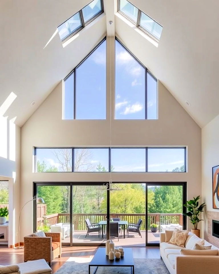 sliding glass windows for modern simplicity - 20 Vaulted Ceiling Window Ideas