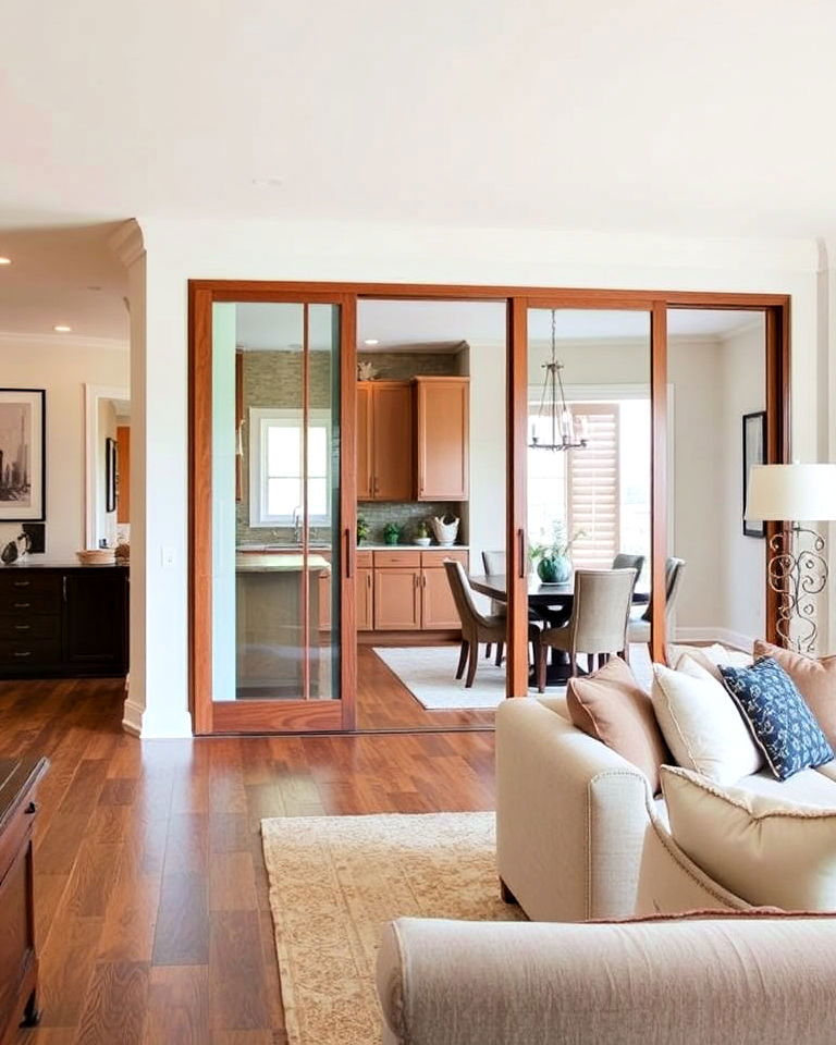 sliding partition doors for living room and dining room combo - 30 Living Room Dining Room Combos