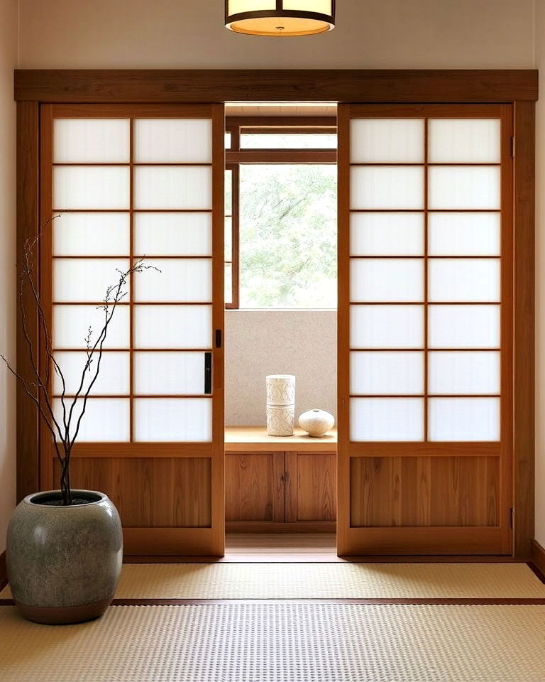 sliding wooden doors for timeless simplicity - 15 Japanese Entryway Design Ideas