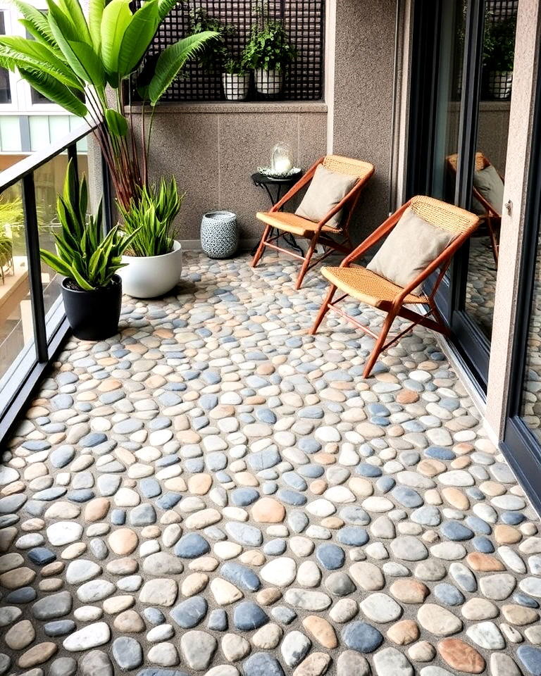 slip resistant pebble inspired tiles - 20 Balcony Tiles Ideas