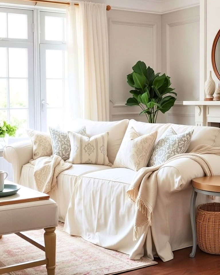 slipcovered furniture for shabby chic interior - 25 Shabby Chic Interior Design Ideas