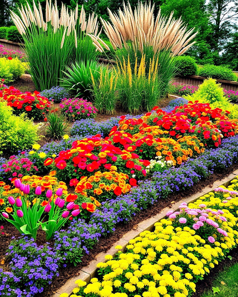 slope with cascading flower borders - 15 Sloping Garden Design Ideas