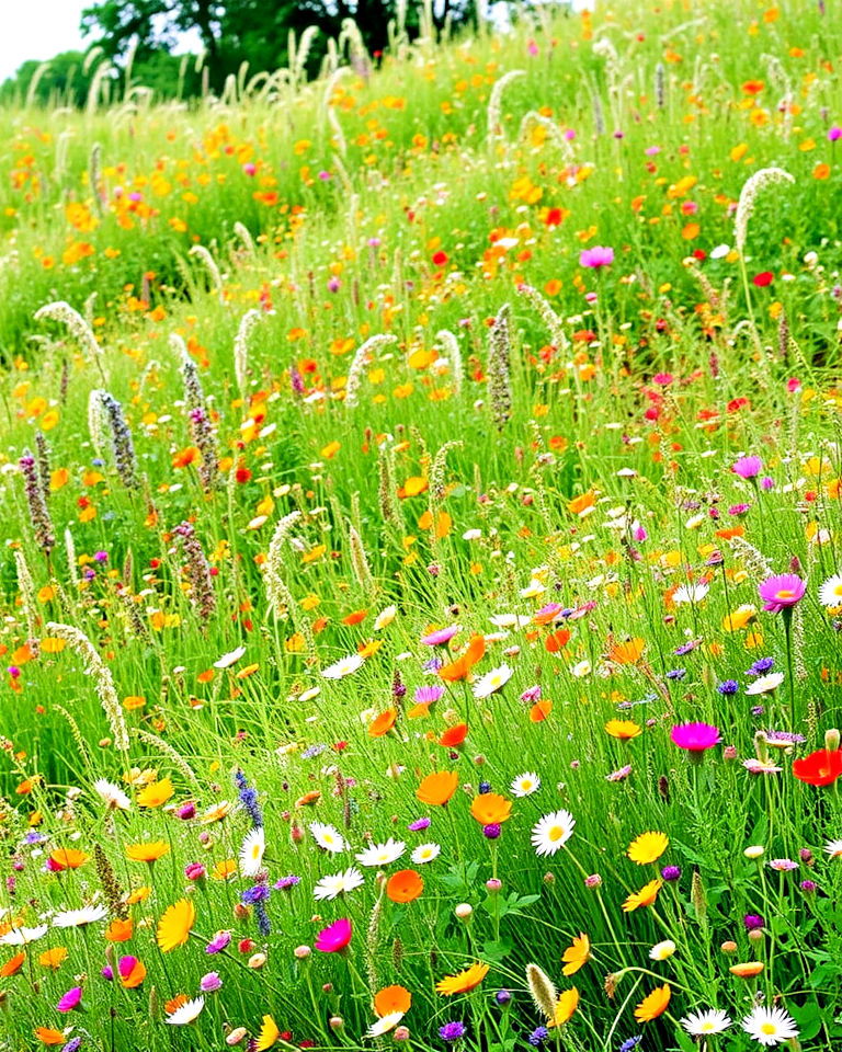 slopes natural contours with a wildflower meadow - 15 Sloping Garden Design Ideas