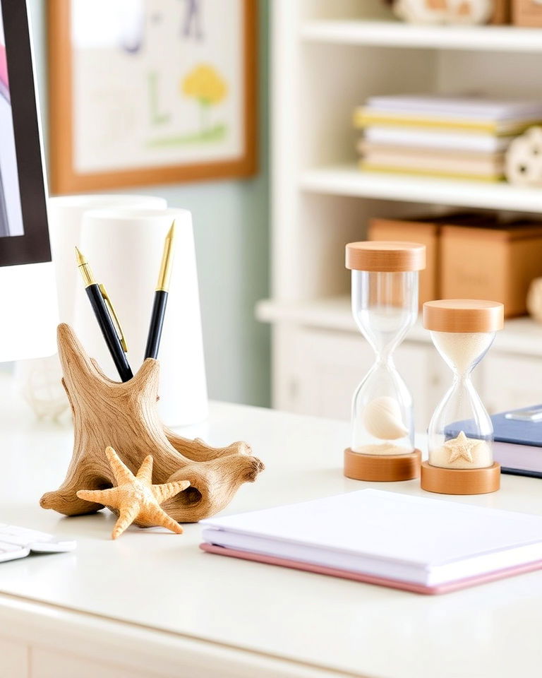small coastal inspired accessories - 20 Coastal Home Office Ideas