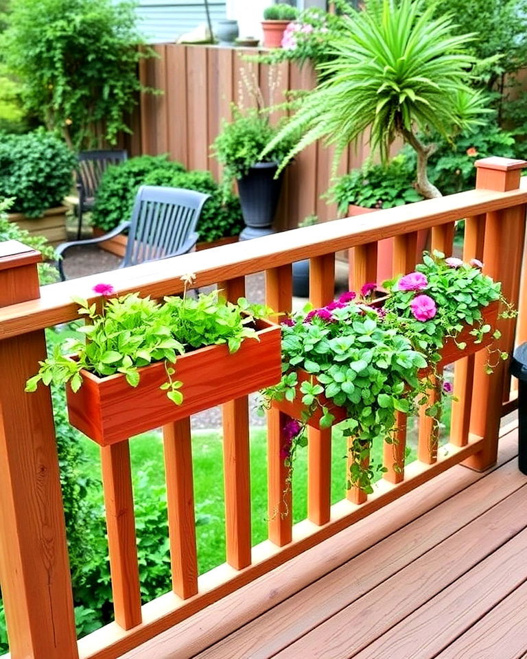 small decking with rail planters - 30 Garden Decking Ideas