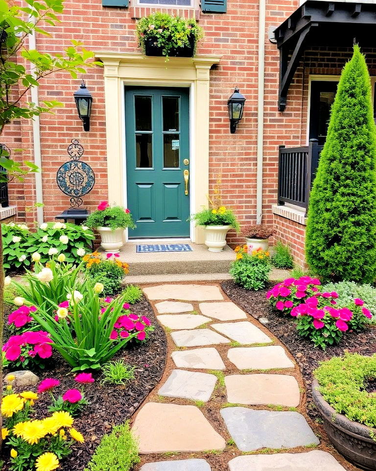small front yard outdoor art or decor - 20 Small Front Yard Townhouse Landscaping Ideas
