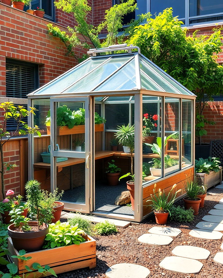 small greenhouse in the courtyard - 20 School Courtyard Ideas