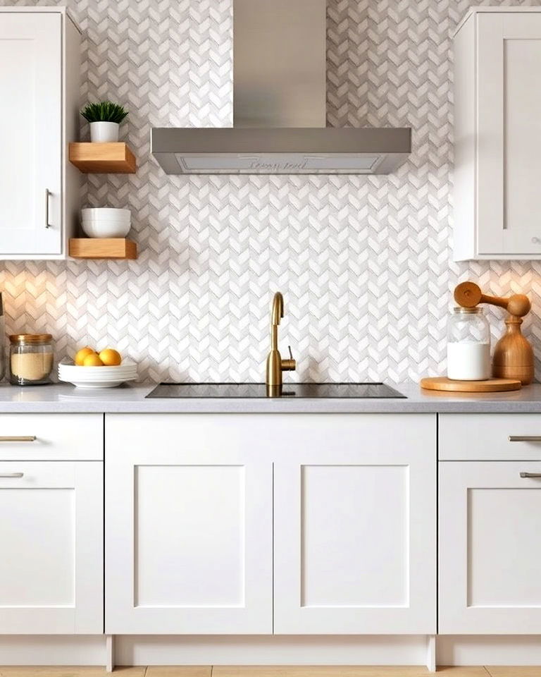 small herringbone tiles backsplash - 25 Kitchens With Herringbone Tile Backsplashes
