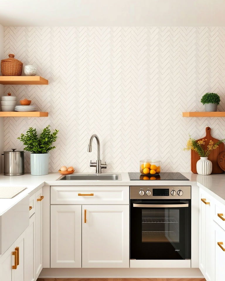 small kitchen with herringbone tile backsplash - 25 Kitchens With Herringbone Tile Backsplashes