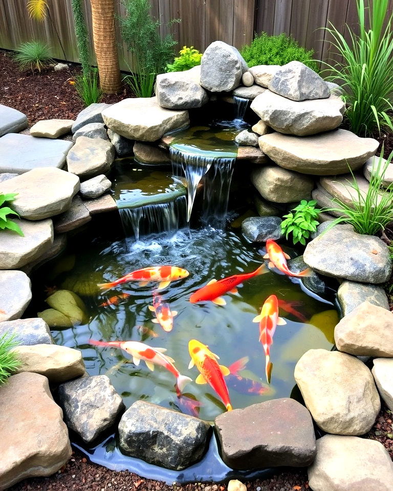 small koi pond with waterfall - 15 Small Koi Pond Ideas