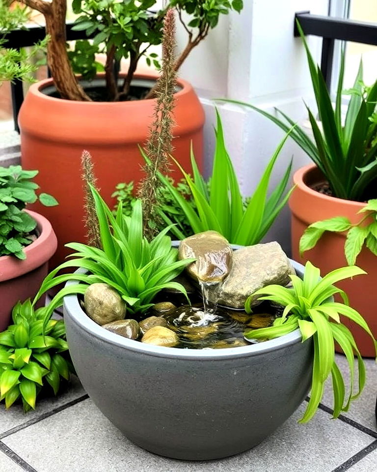 small water feature for urban garden - 20 Urban Garden Ideas