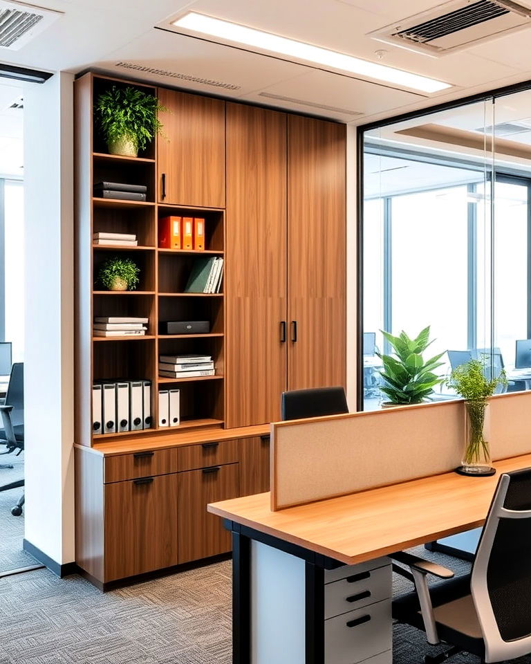 smart storage solutions corporate office interior - 25 Corporate Office Interior Design Ideas