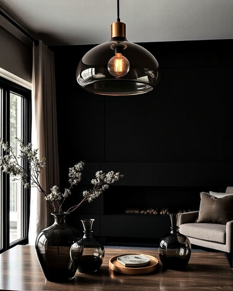 smoky glass accessories for subtle intrigue - 25 Moody Interior Design Ideas