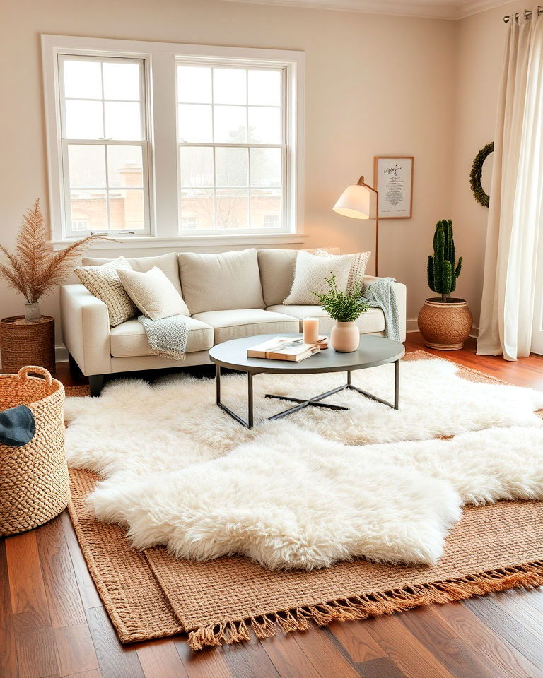 soft and layered rug living room - 15 Hygge Living Room Ideas