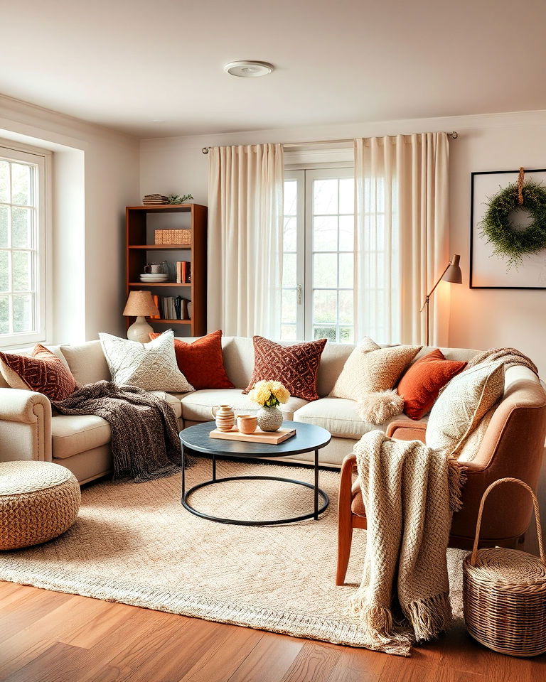 soft and layered textiles living room - 15 Hygge Living Room Ideas