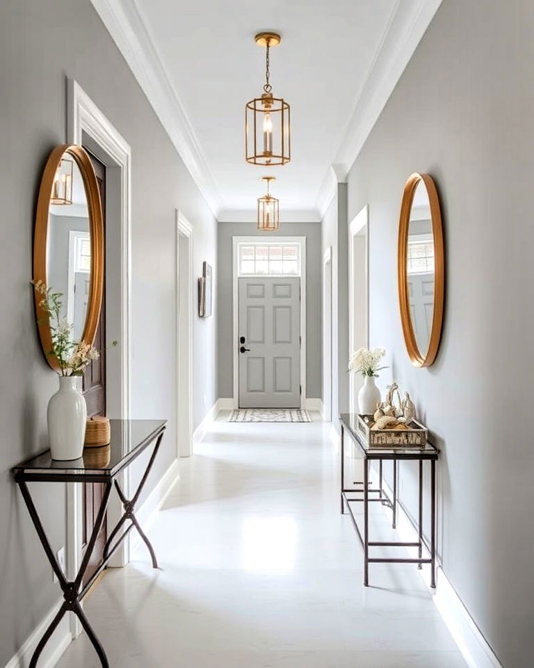soft gray hallway for a modern touch - 25 Hallway Paint Colors