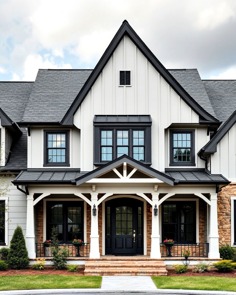 soft grey exterior house with black gables - 25 Grey House With Black Trim