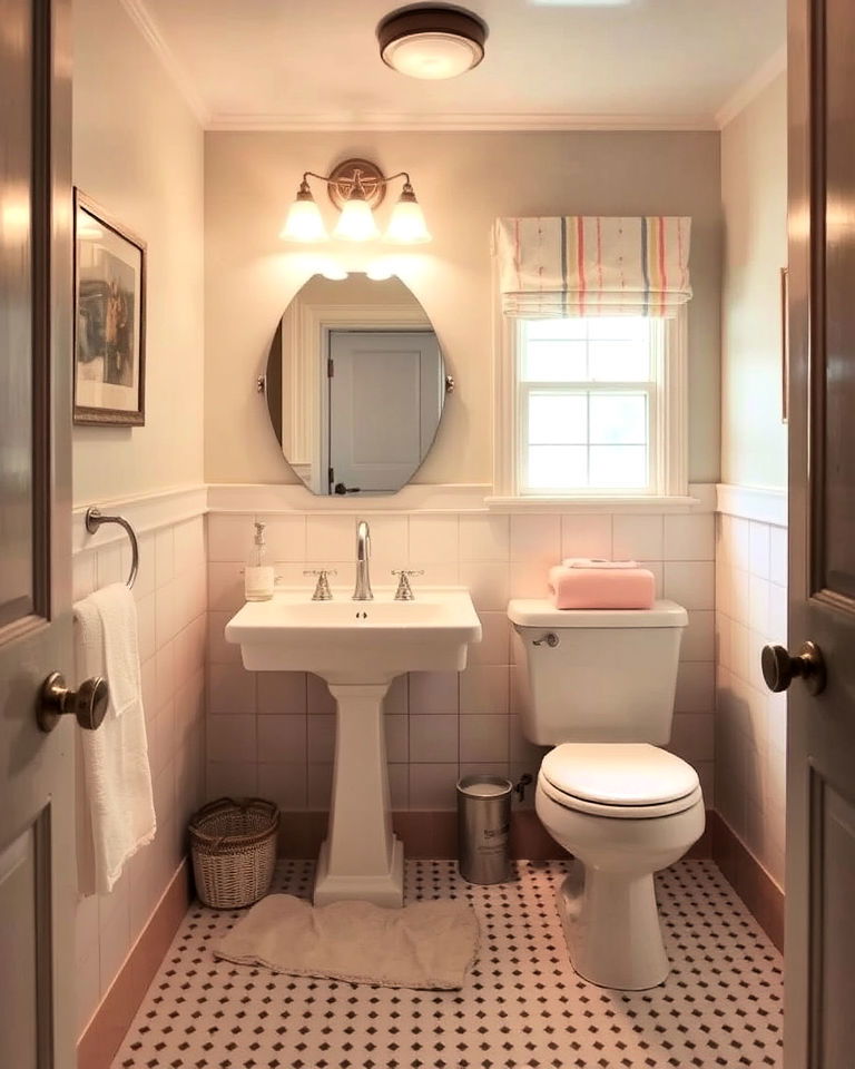soft lighting fixtures in 1950s bathroom - 25 1950s Bathroom Ideas