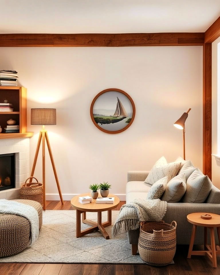 soft lighting with floor lamp living room - 20 Rustic Scandinavian Living Room Ideas