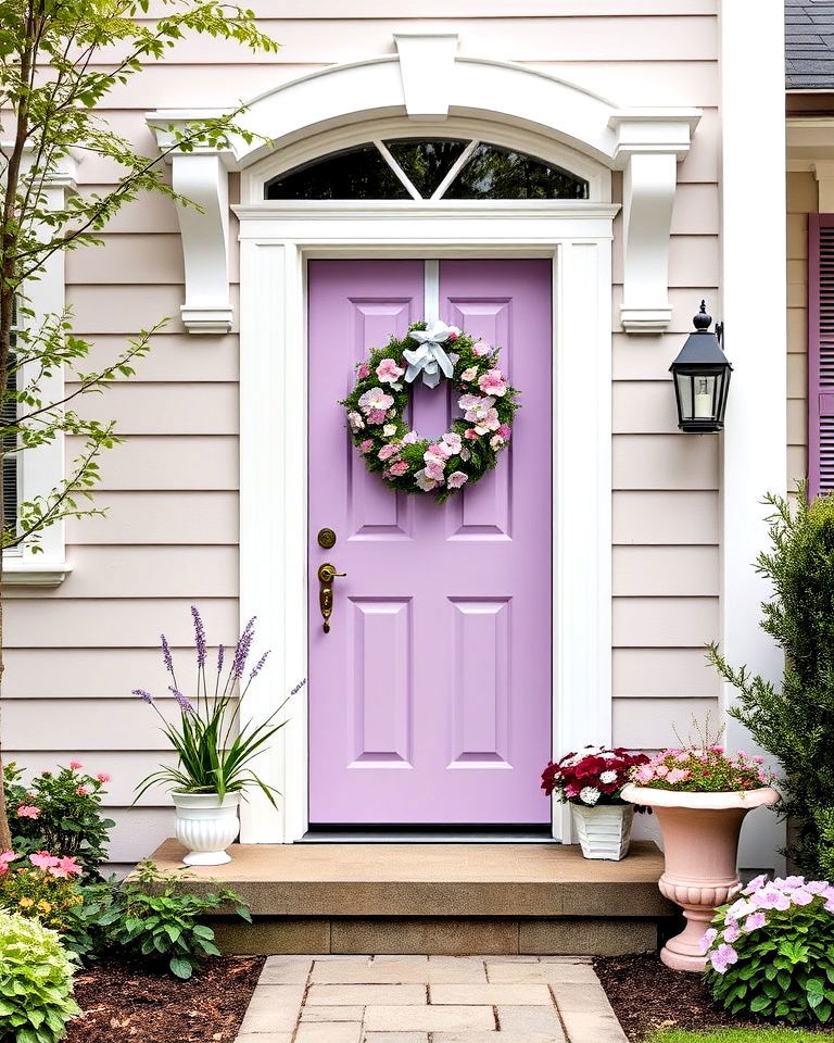 soft orchid front door for whimsical charm - 25 Purple Front Door Ideas
