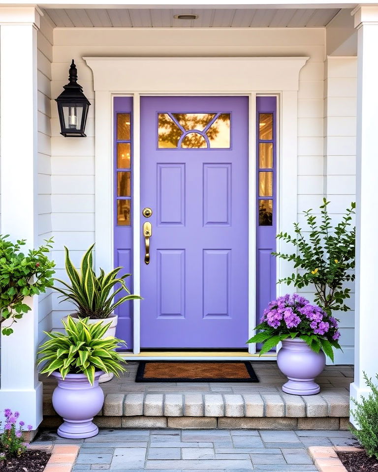 soft periwinkle front door for a playful twist - 25 Purple Front Door Ideas