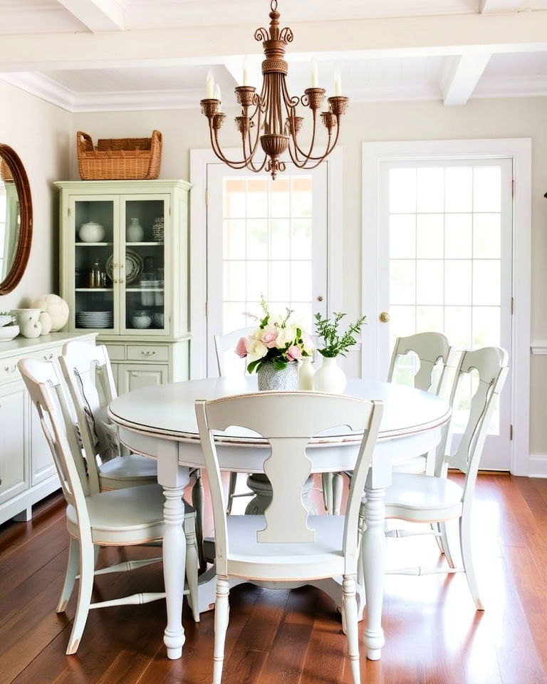 softly painted furniture cottagecore dining room - 40 Cottagecore Dining Room Ideas