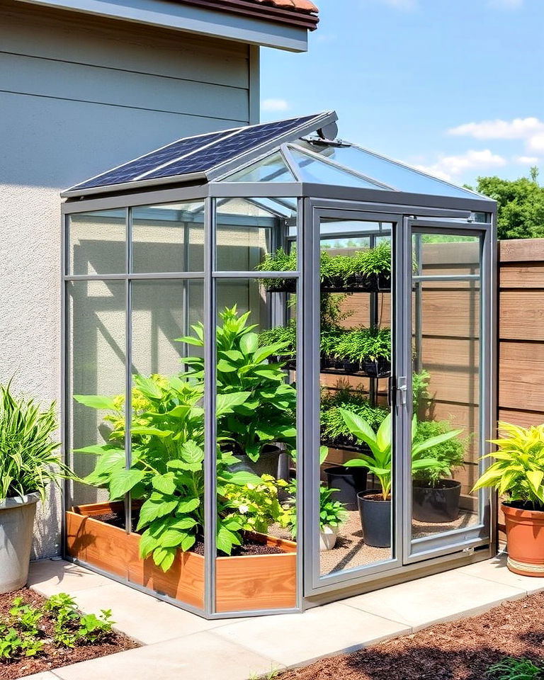 solar powered corner greenhouse - 15 Corner Greenhouse Ideas