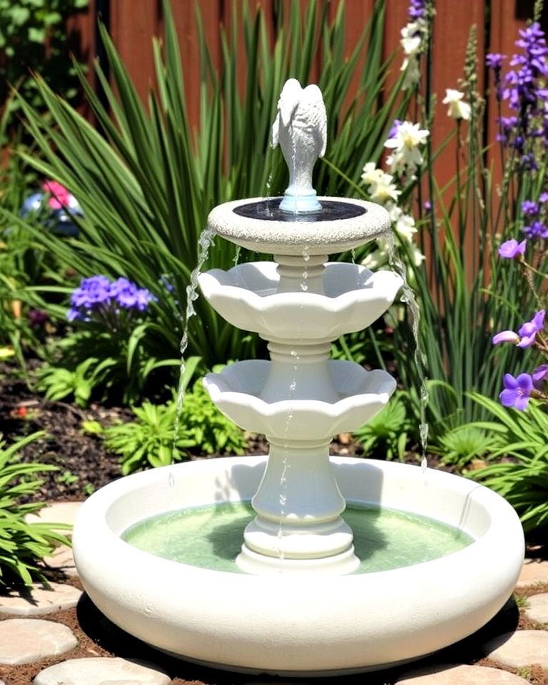 solar powered fountain for garden - 20 Water Garden Ideas