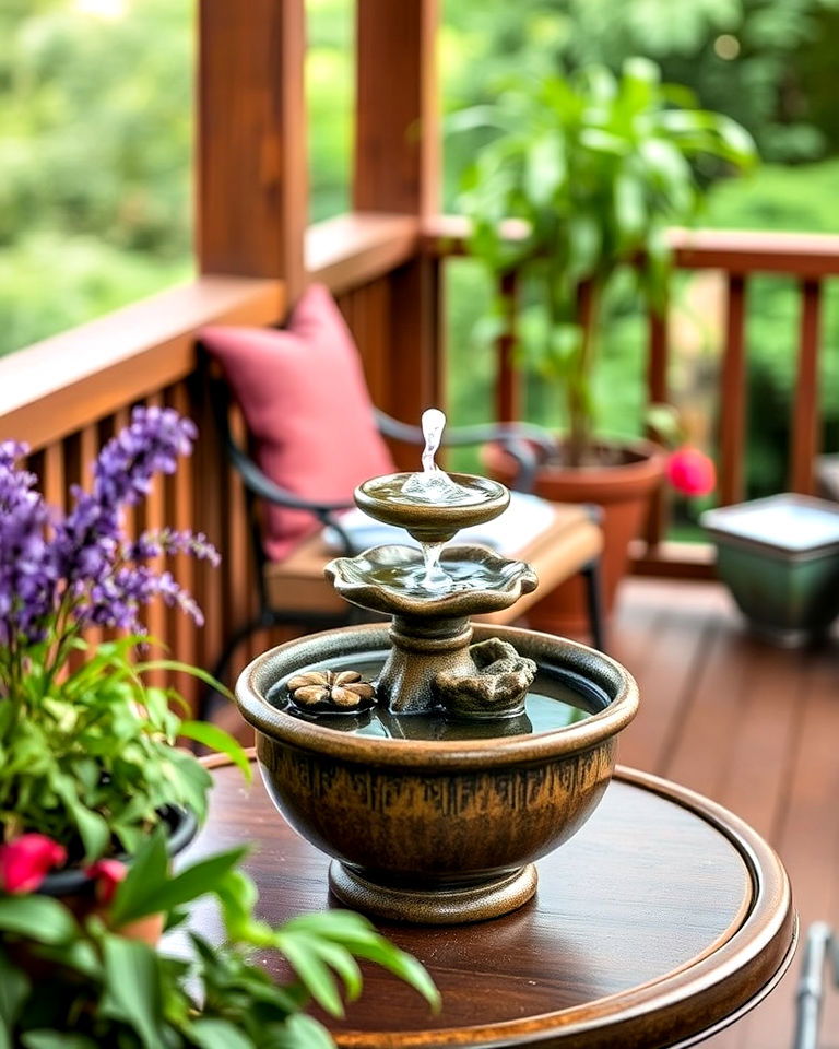 soothing water feature to your veranda - 40 Veranda Ideas