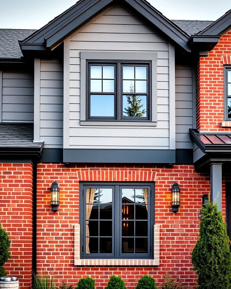 sophisticated gray vinyl and red brick siding - 20 Vinyl Siding and Brick Combinations