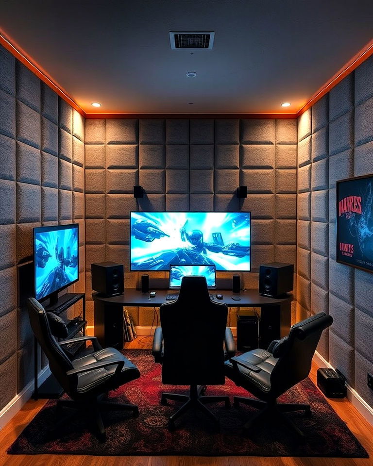soundproof gaming room - 20 Gaming Man Cave Ideas