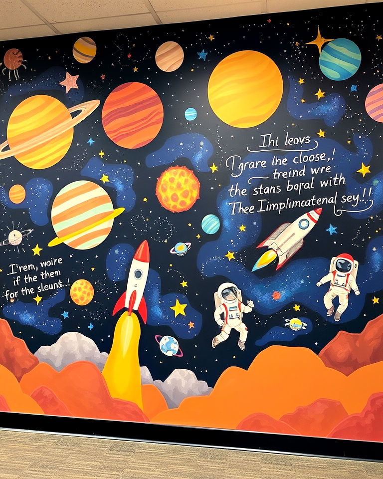 space exploration school mural - 40 School Mural Ideas