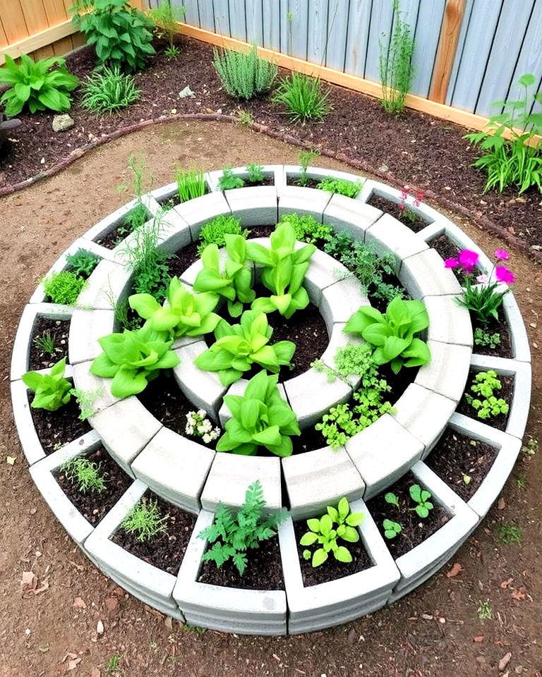 spiral cinder block garden bed - 15 Cinder Block Planter Ideas