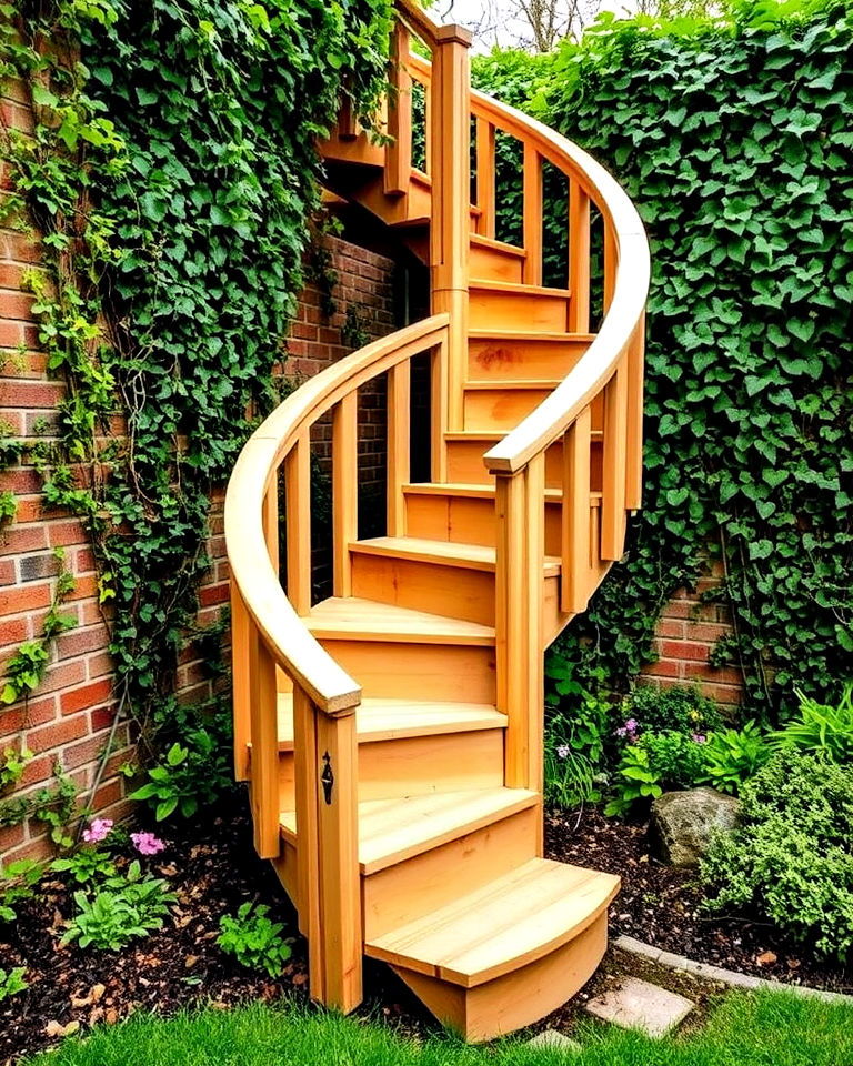 spiral garden stairs for compact spaces - 20 Garden Stairs Ideas