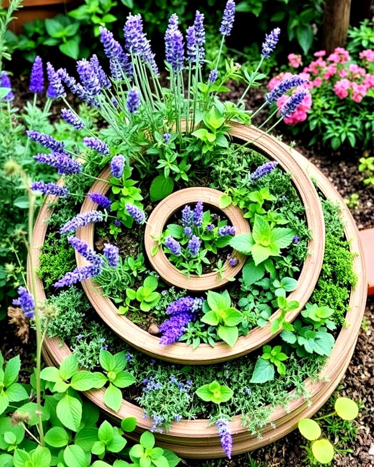 spiral garden with aromatic plants - 25 Spiral Garden Design Ideas