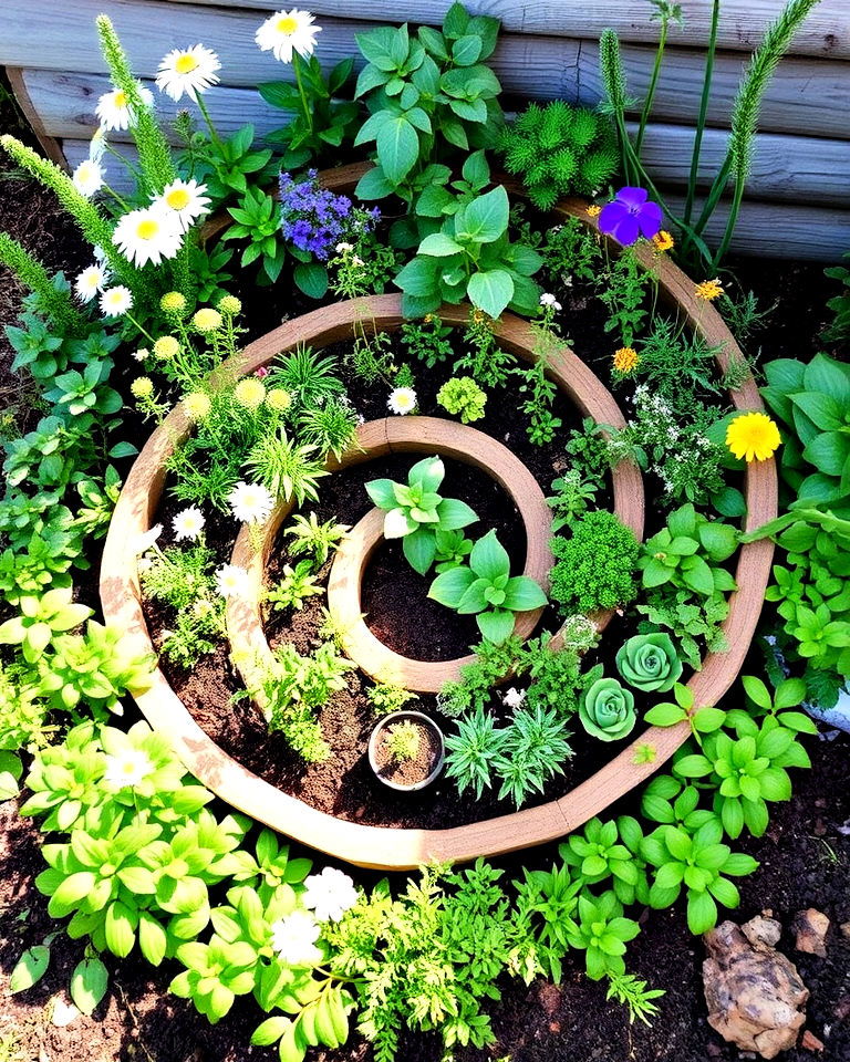 spiral garden with medicinal plants - 25 Spiral Garden Design Ideas