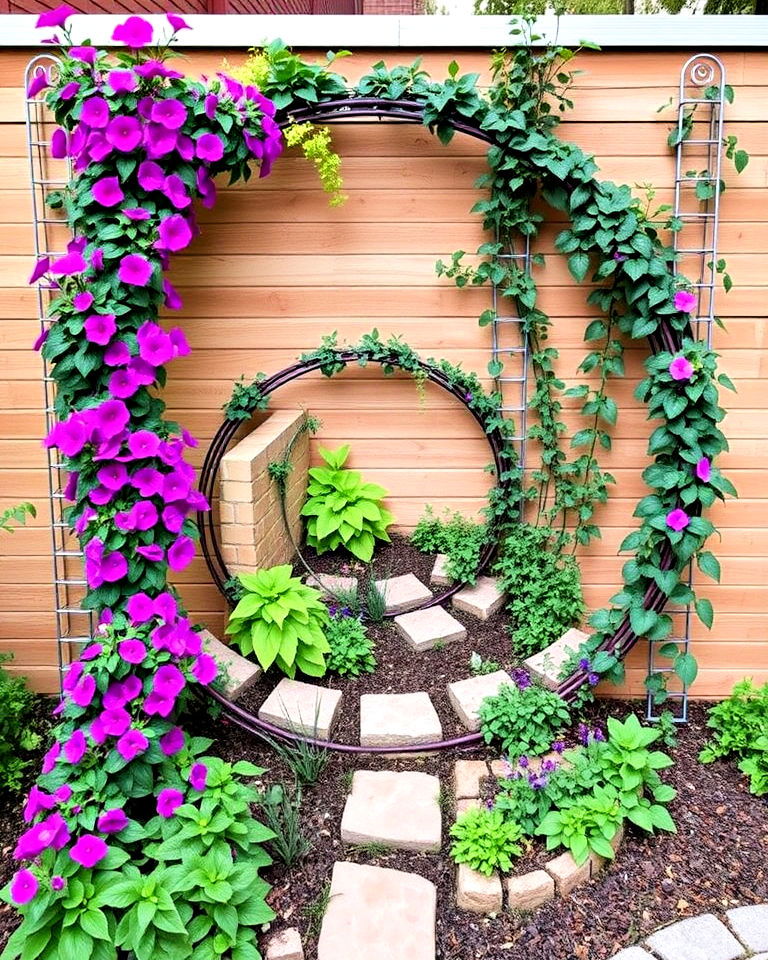 spiral garden with vertical features - 25 Spiral Garden Design Ideas