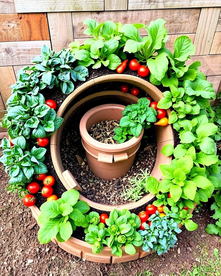 spiral vegetable garden with compost center - 25 Spiral Garden Design Ideas