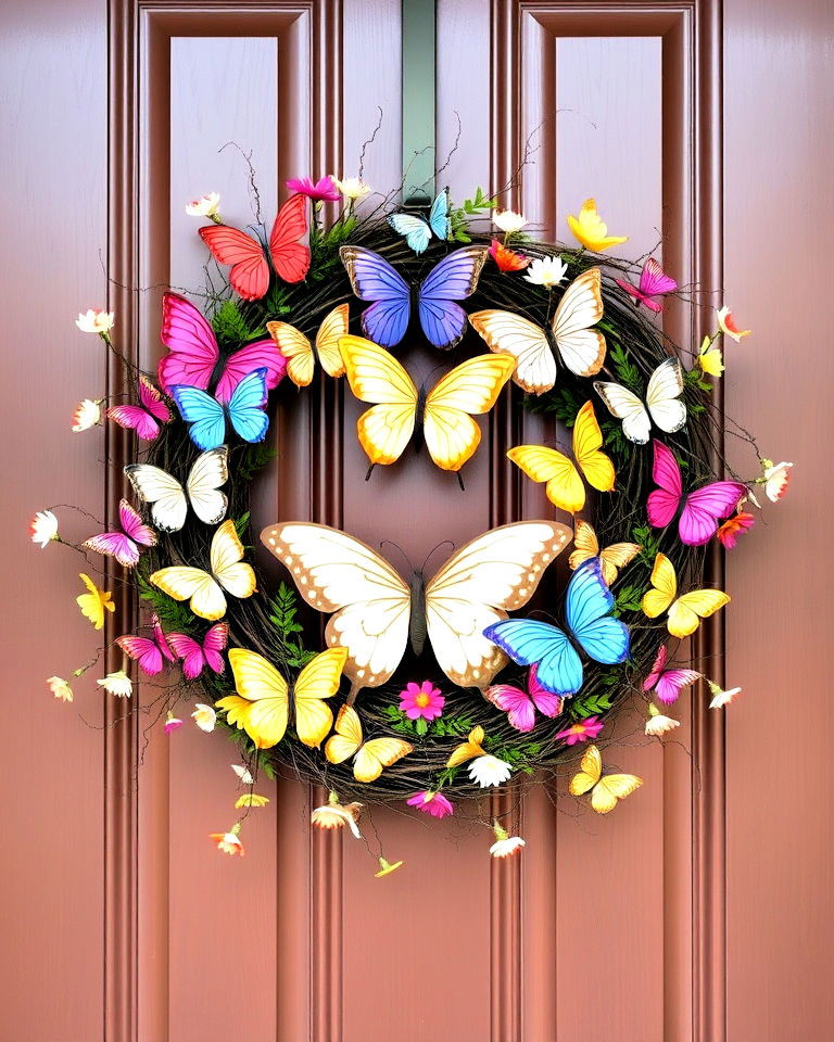 spring butterfly accents - 15 Spring Front Door Decor Ideas