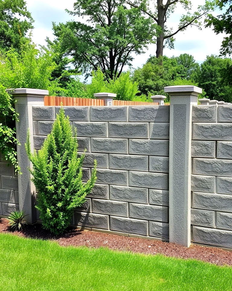 staggered concrete block design staggered concrete block design - 15 Concrete Block Fence Ideas