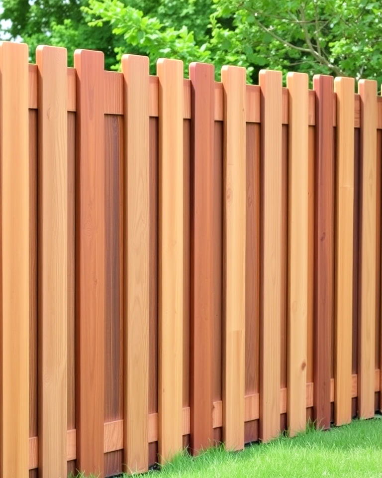 staggered heights fence for a dynamic look - 20 Board on Board Fence Ideas