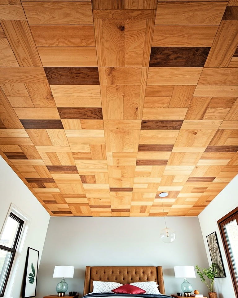 staggered plywood panel design - 20 Plywood Ceiling Ideas