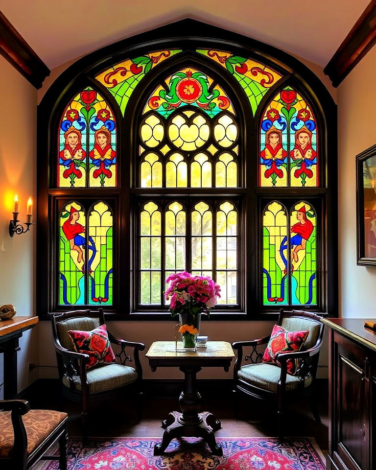 stained glass accents to tudor interiors - 25 Tudor Style House Interior Ideas
