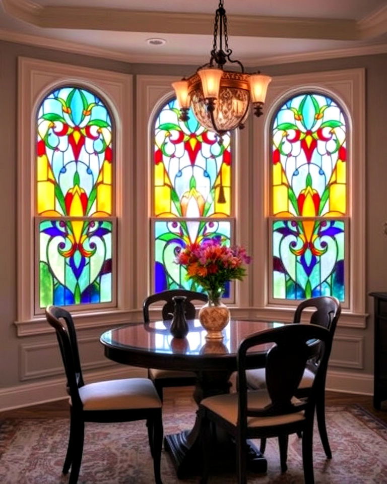 stained glass panels for dining room - 20 Dining Room Window Ideas