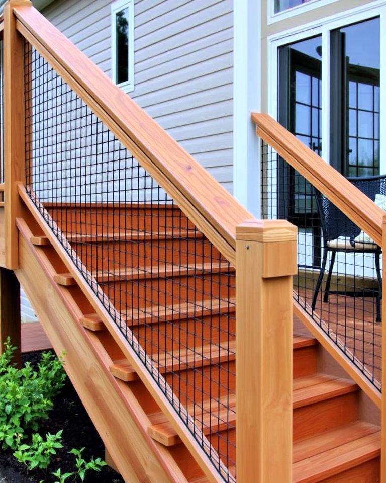 staircase integration hog wire deck railing - 15 Hog Wire Deck Railing Ideas