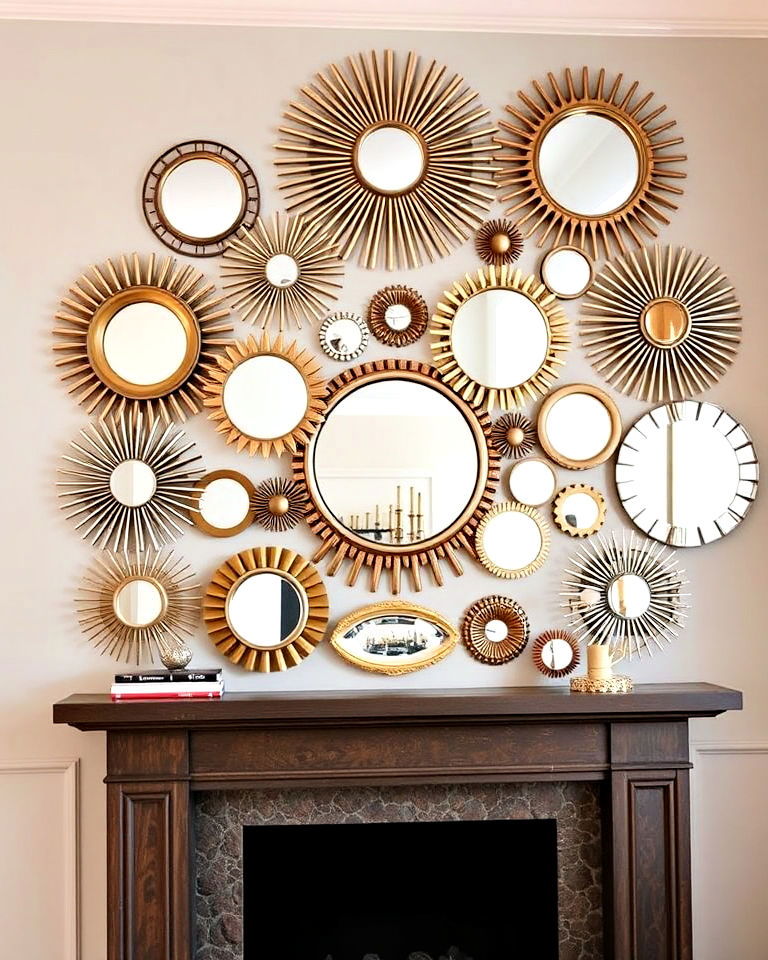 starburst mirror gallery for a radiant display - 15 Mirror Collage Wall Ideas