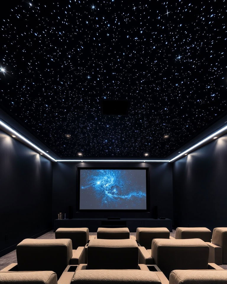 starry ceiling effect home theater - 25 Modern Home Theater Ideas