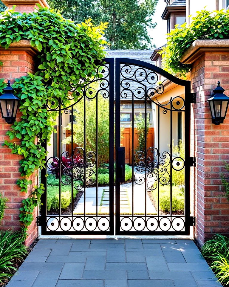 statement courtyard gate for courtyard - 25 Front Yard Courtyard Ideas